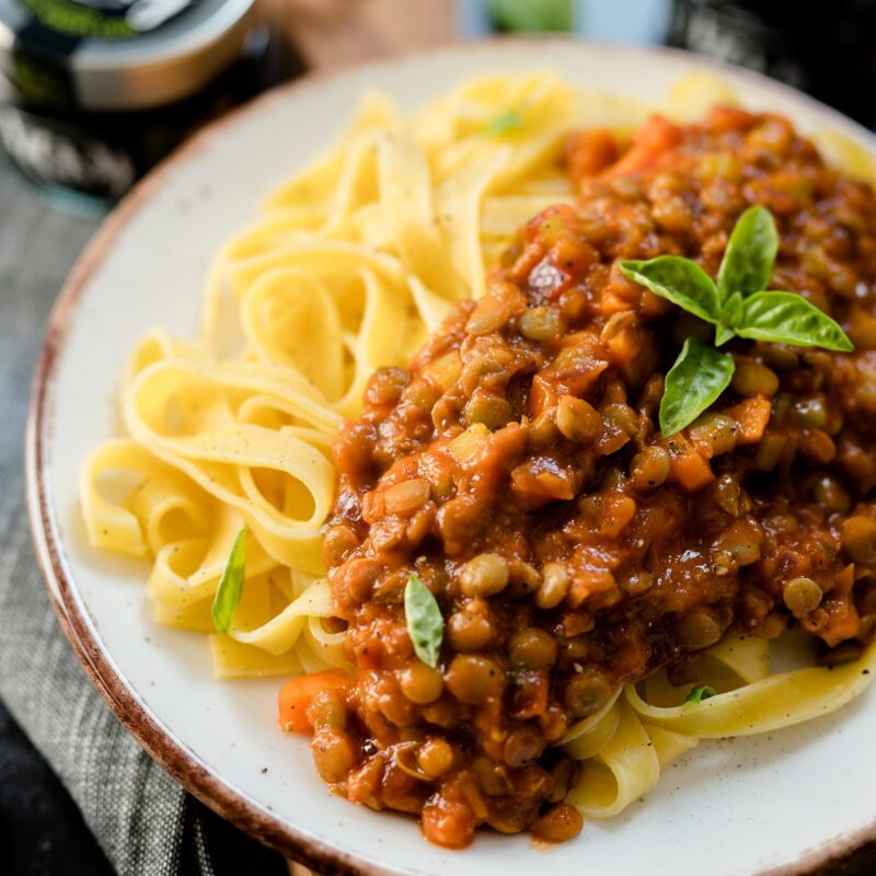 Tagliatelle met linzen bolognese